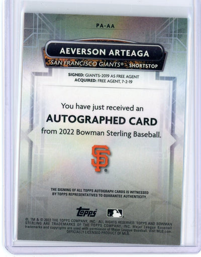 Averson Arteaga 2022 Bowman Sterling autograph #PA-AA