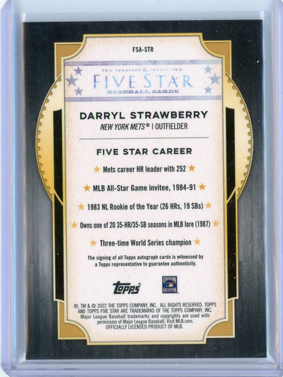 Darryl Strawberry 2022 Topps Five Star autograph #'d 46/50