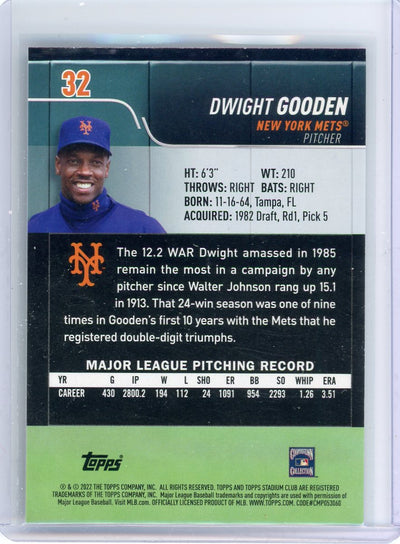 Dwight Gooden 2022 Topps Stadium Club black foil #32