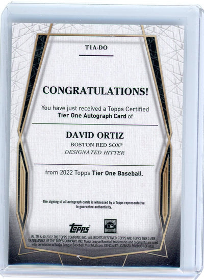 David Ortiz 2022 Topps Tier 1 autograph #'d 31/75
