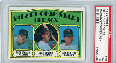 Garman/ Cooper/ Fisk 1972 Topps Red Sox Rookies PSA 5
