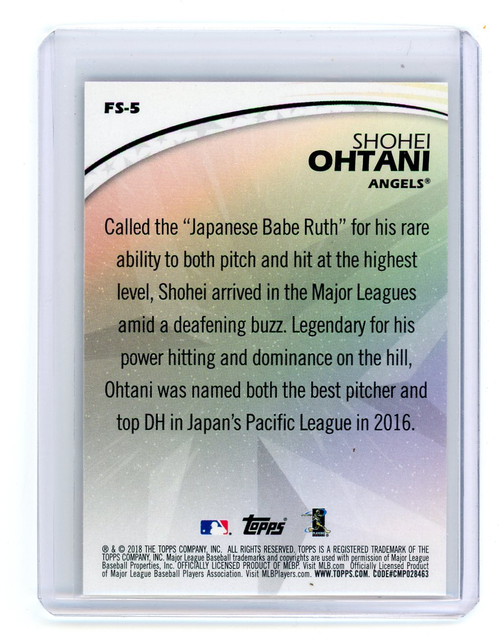 Shohei Ohtani 2018 Topps Future Stars RC #FS-5 – Piece Of The Game