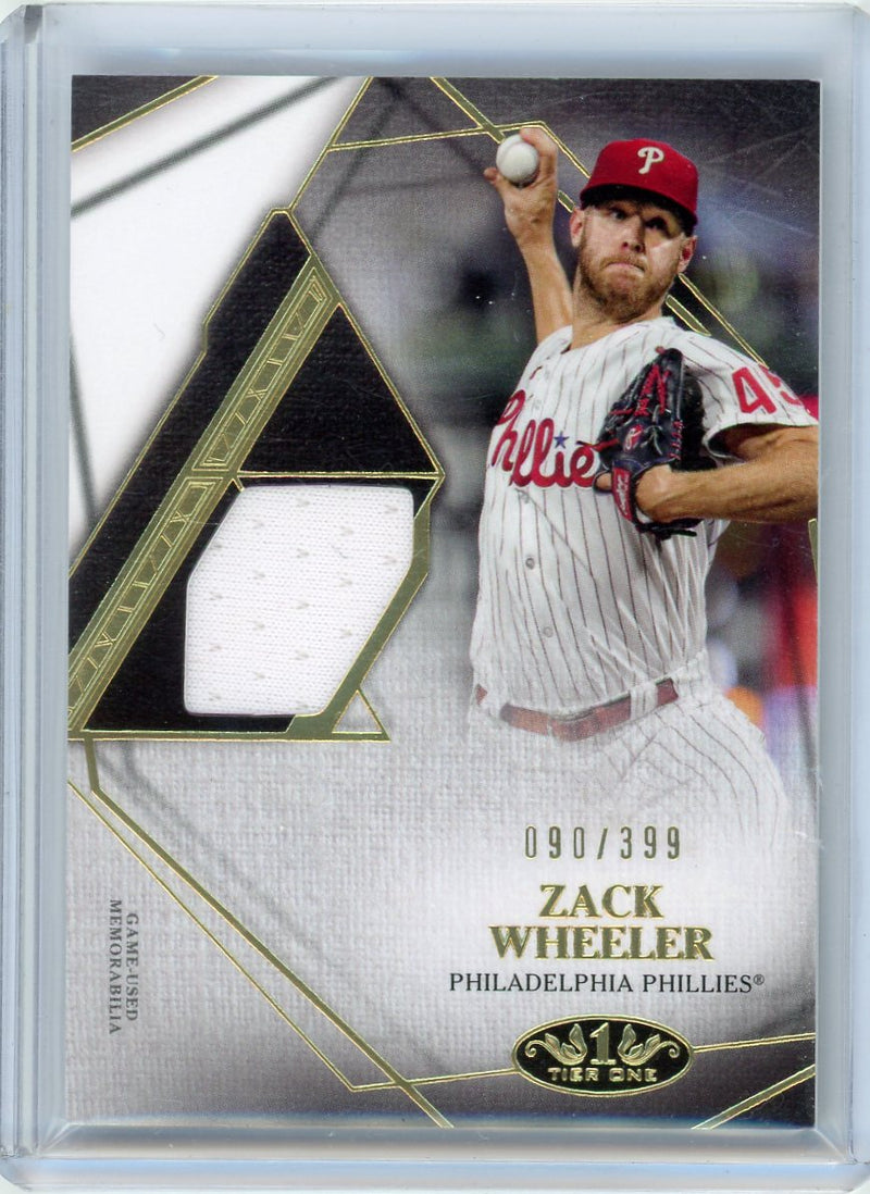 Zack Wheeler 2022 Topps Tier One jersey relic #'d 090/399 – Piece Of The  Game