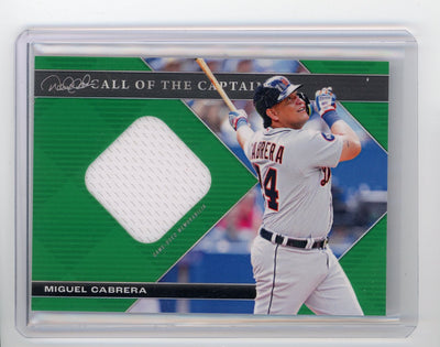 Miguel Cabrera 2022 Topps Call of the Captain game-used jersey relic green #'d 70/75