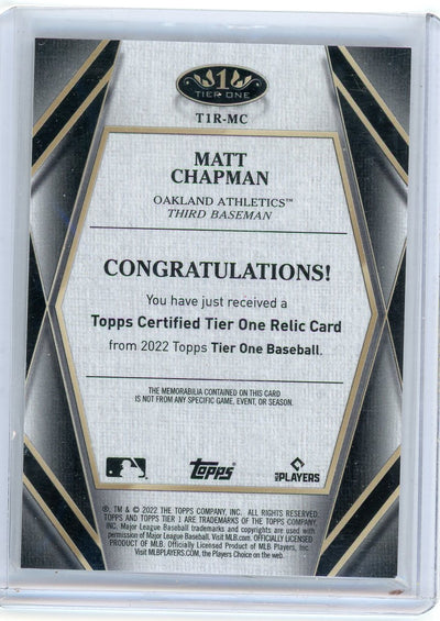 Matt Chapman 2022 Topps Tier One Game-Used bat relic #'d 009/299