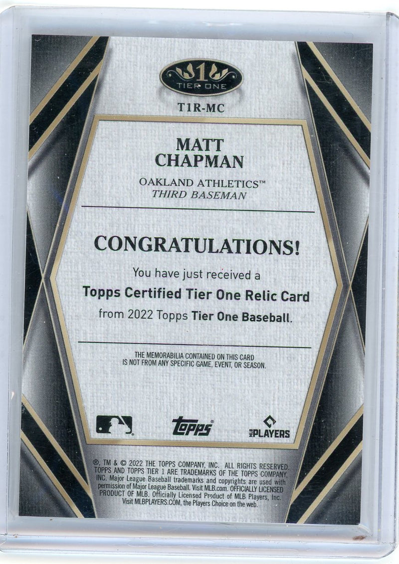 Matt Chapman 2022 Topps Tier One Game-Used bat relic 