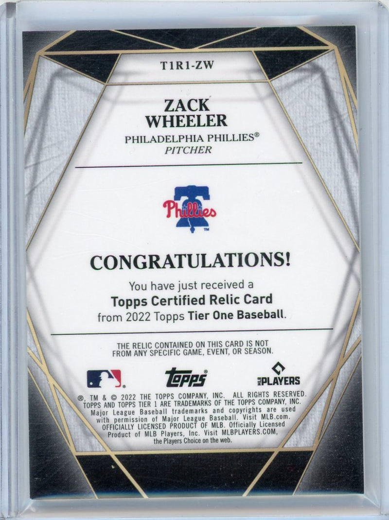 Zack Wheeler Game Worn Jersey Baseball Card