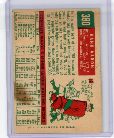 Hank Aaron 1959 Topps #380