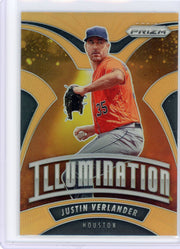 Justin Verlander 2020 Panini Prizm Illumination Orange Prizm #'d 007/100