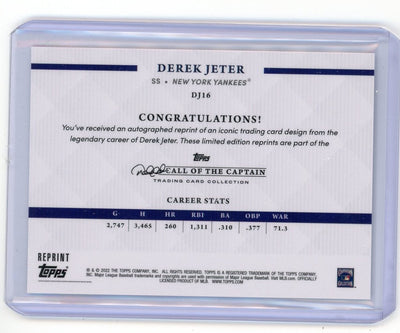 Derek Jeter 2022 Topps Call of the Captain reprint foil #DJ16