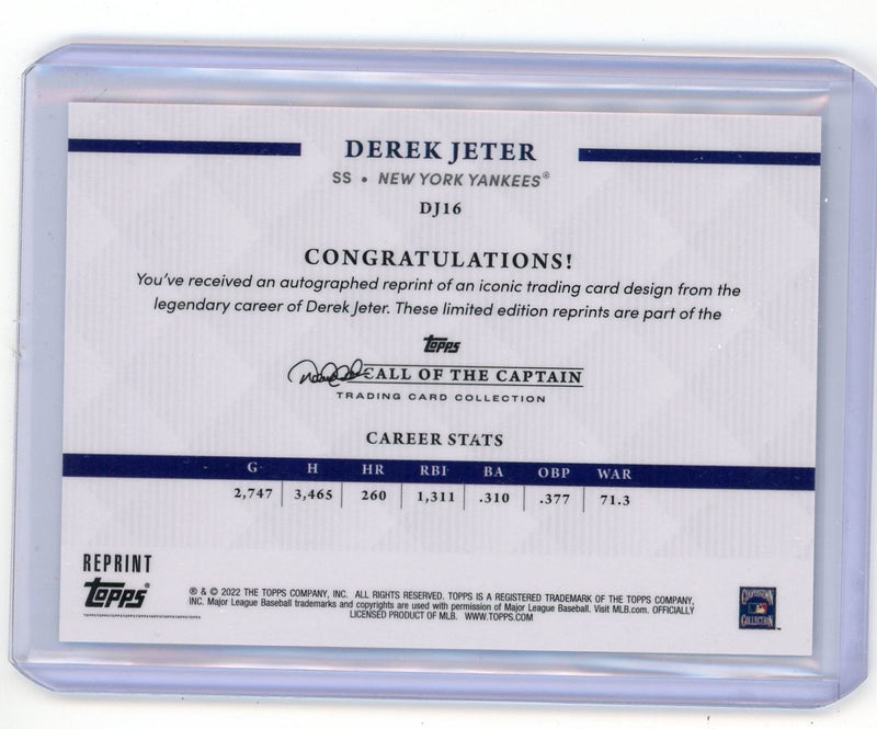Derek Jeter 2022 Topps Call of the Captain reprint foil 
