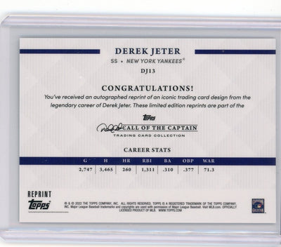 Derek Jeter 2022 Topps Call of the Captain reprint foil #DJ13