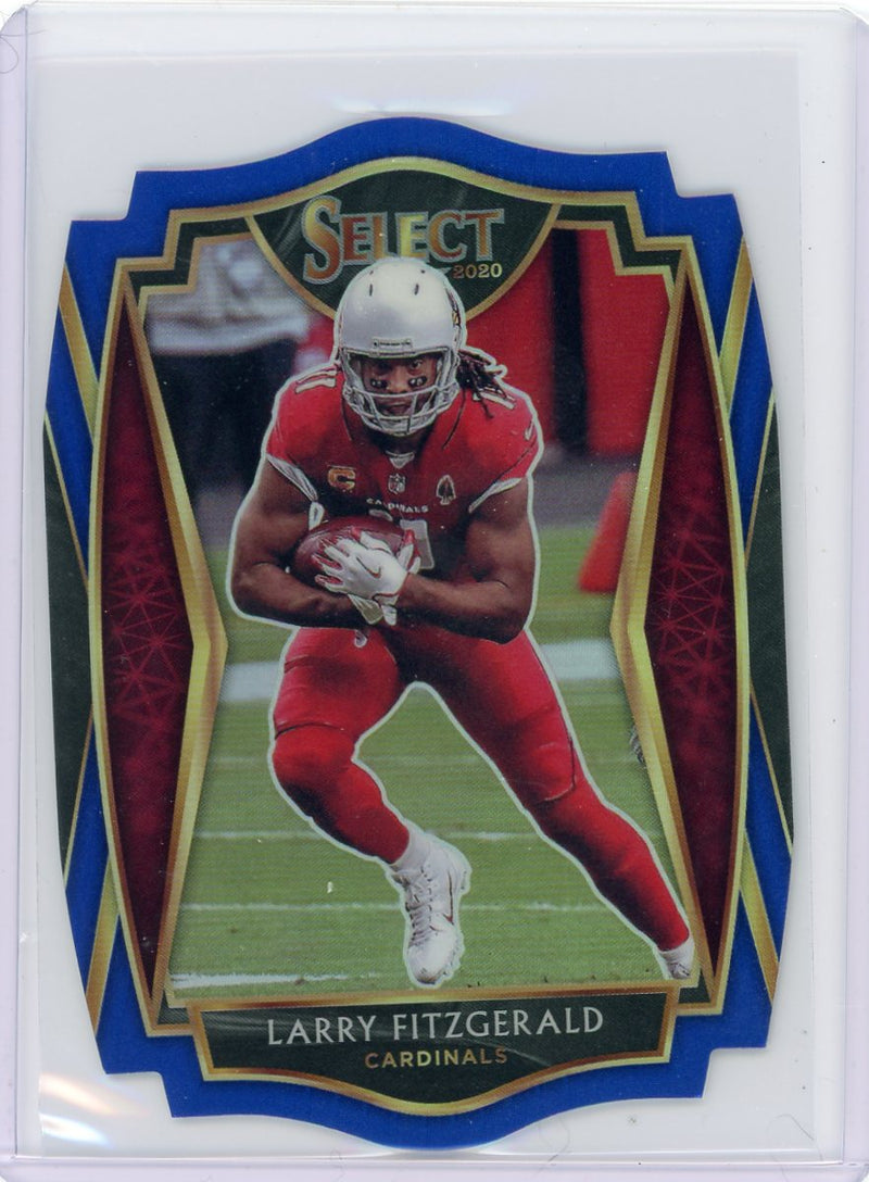 Larry Fitzgerald 2020 Panini Select Premier Level Blue Prizm die-cut