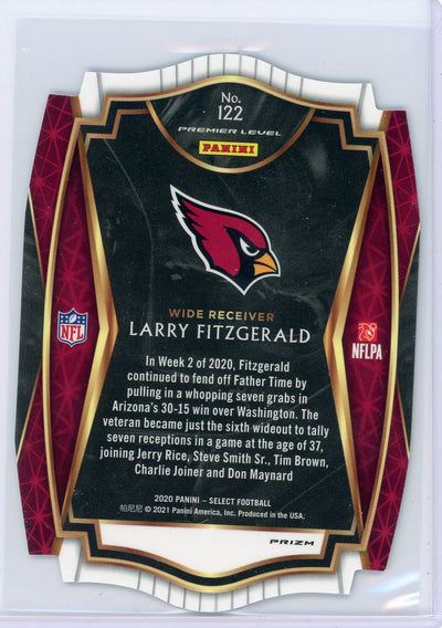 Larry Fitzgerald 2020 Panini Select Premier Level Blue Prizm die-cut