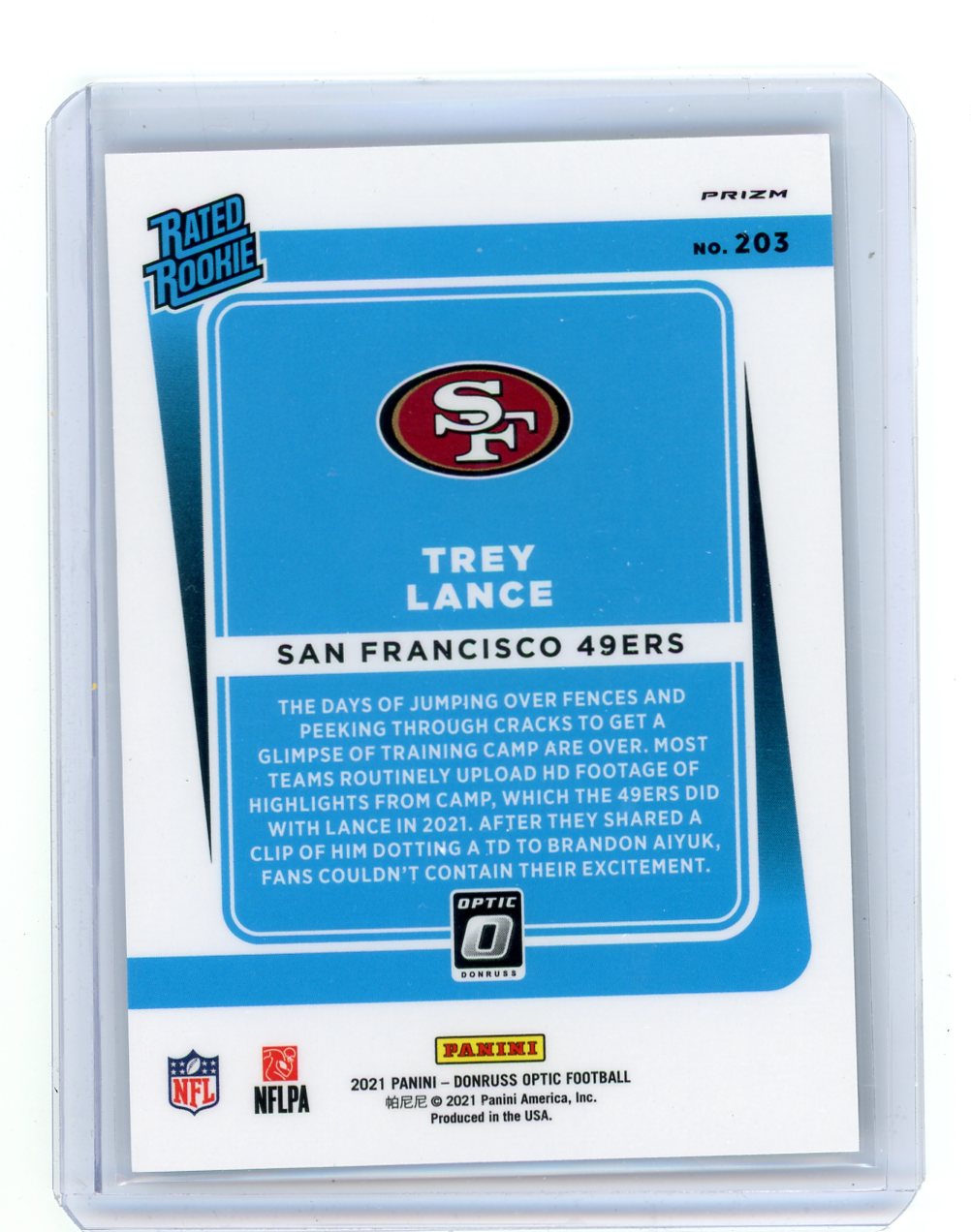 Trey Lance 2021 Panini Donruss Optic Holo image variation rookie card
