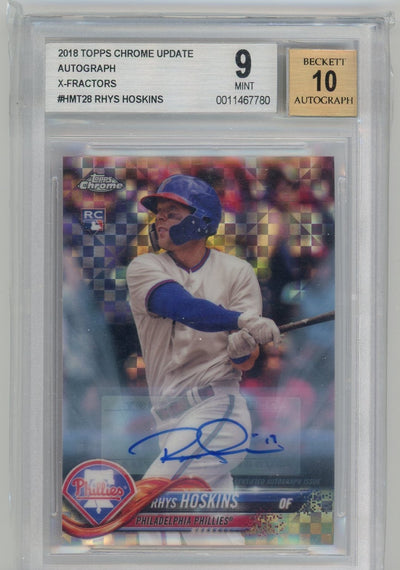 2018 Topps Chrome Update Rhys Hoskins X-Fractor Rookie Auto RC #27/125 BGS 9/10