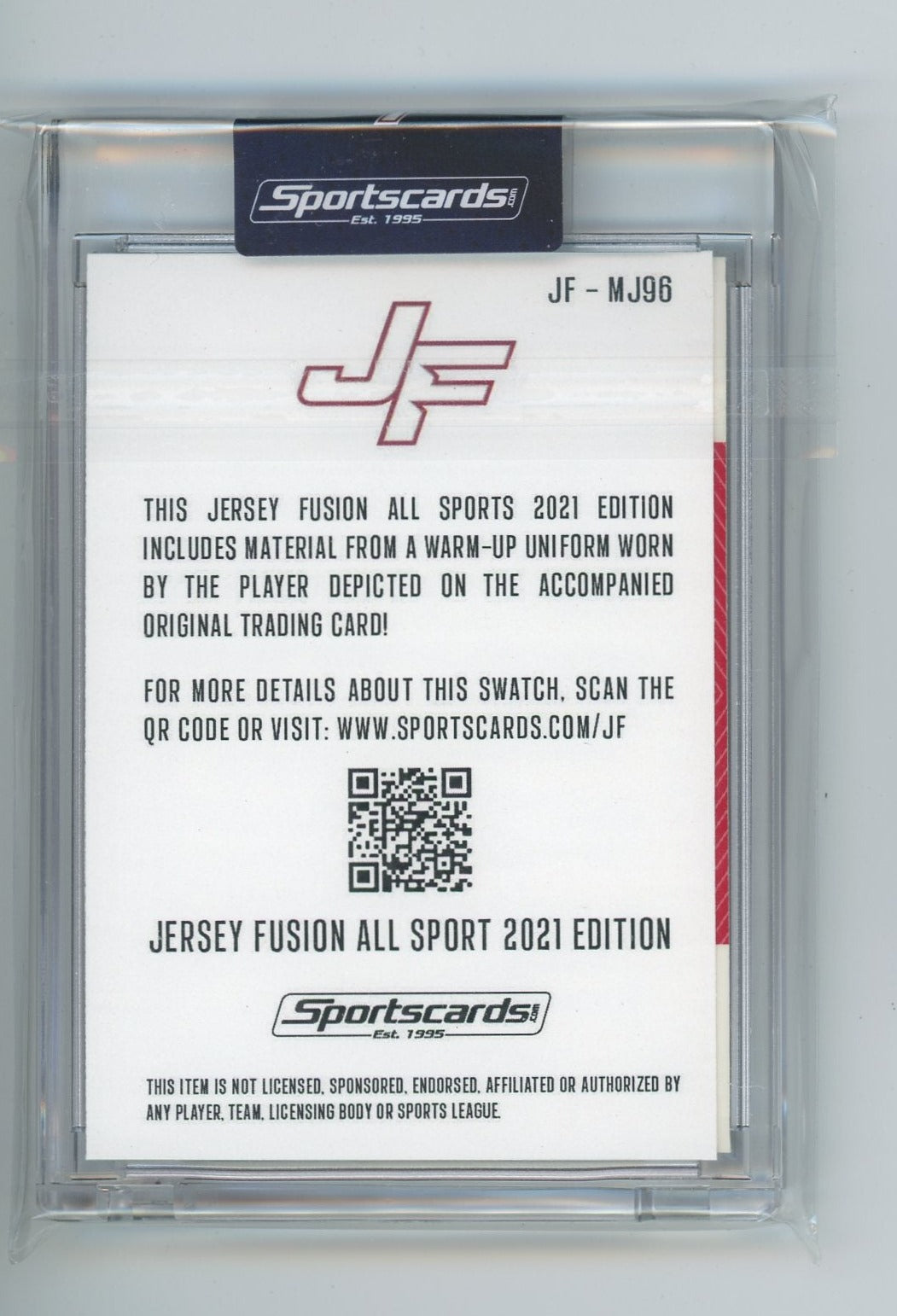 Michael Jordan 2021 Jersey Fusion game-used swatch promo /100