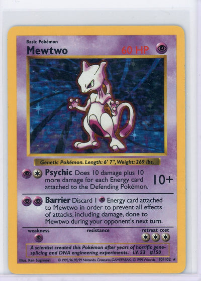 Shadowless Mewtwo 1999 Pokémon rare holo 10/102