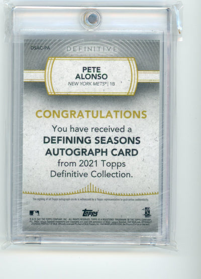 2021 Topps Definitive Pete Alonso Defining Season Auto #d 14/25 New York Mets