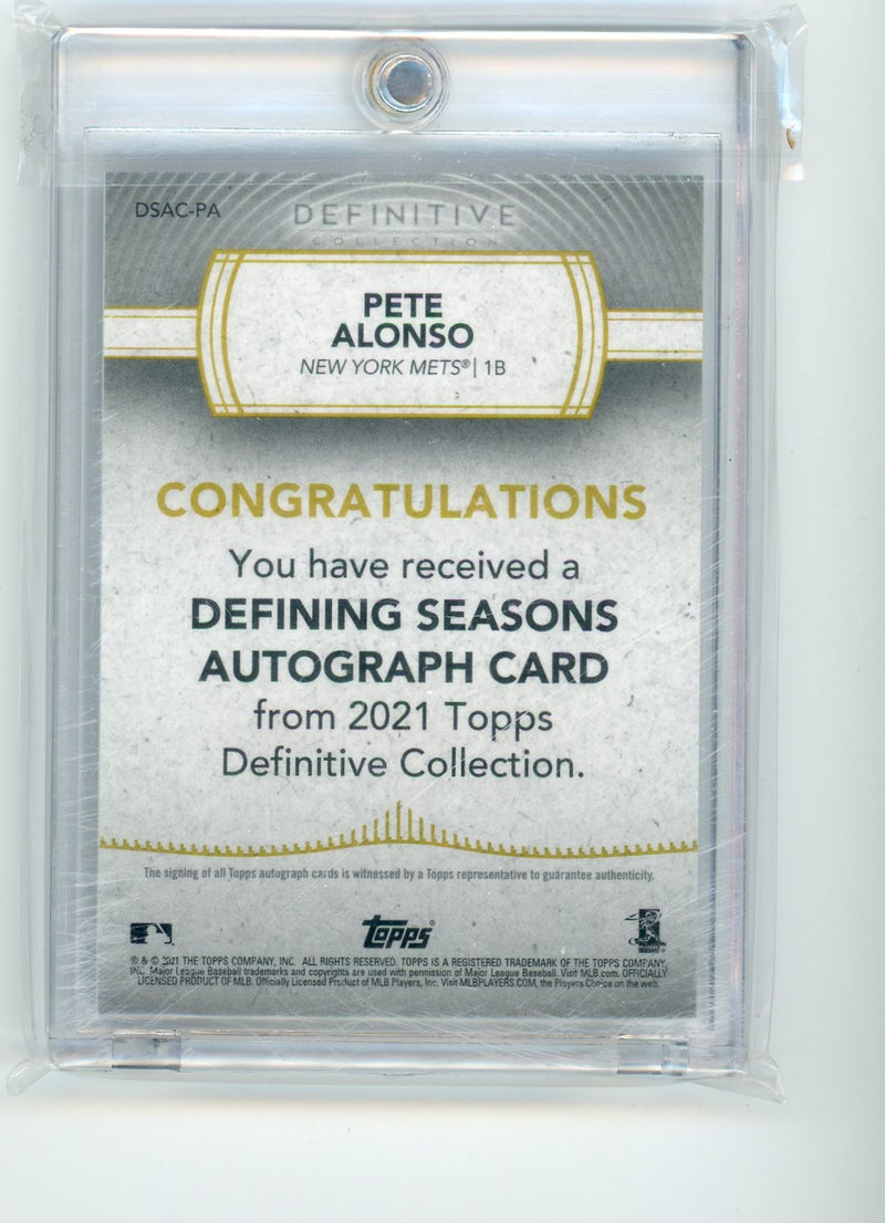 2021 Topps Definitive Pete Alonso Defining Season Auto 