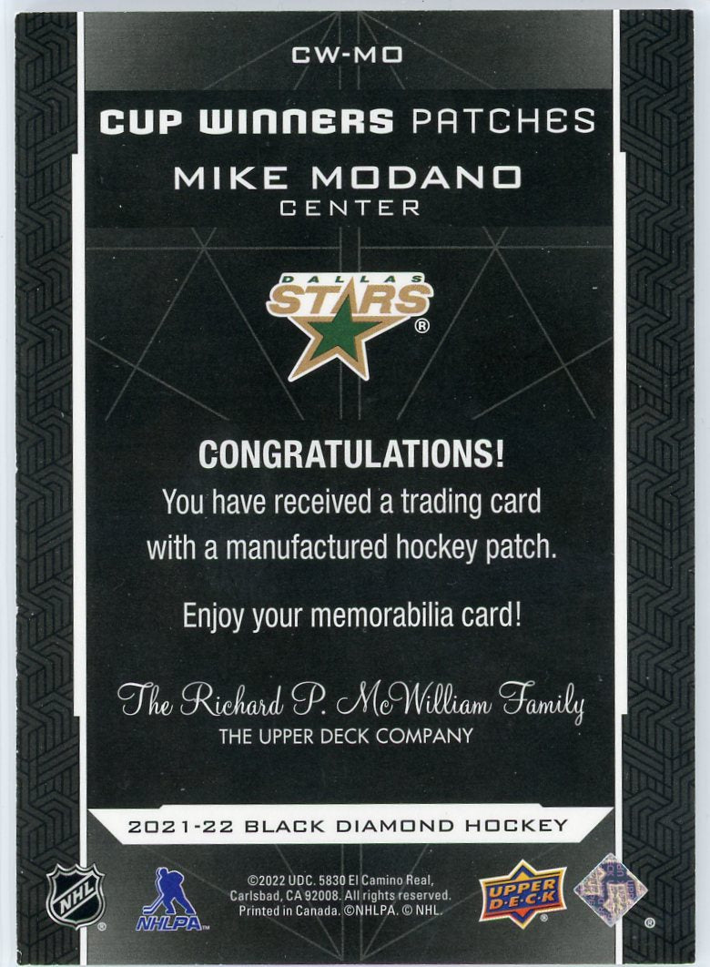 Mike Modano Black Diamond Cup Winners Patches 1998-1999