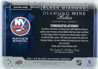 Mathew Barzal Black Diamond Relics Jersey DMR-MB