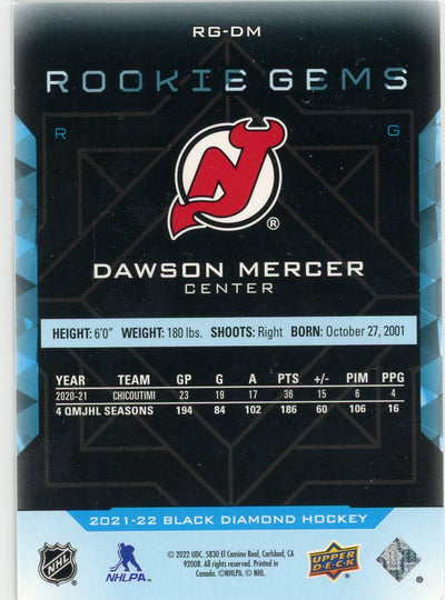 Dawson Mercer Black Diamond Rookie Gems 155/399