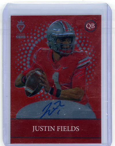 2021 Onyx Gems Justin Fields red autograph /6