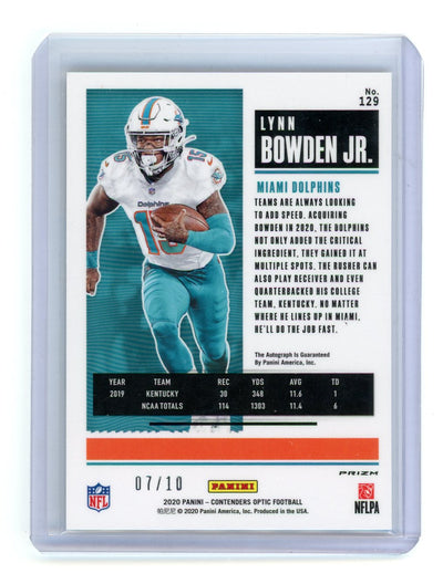 Lynn Bowden Jr. 2020 Panini Optic Contenders rookie ticket autograph gold #'d 07/10