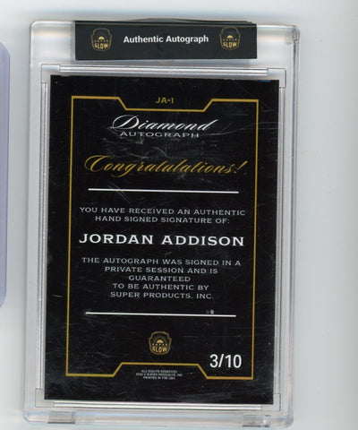 Jordan Addison 2022 Super Glow 1st Ever autograph #'d 3/10