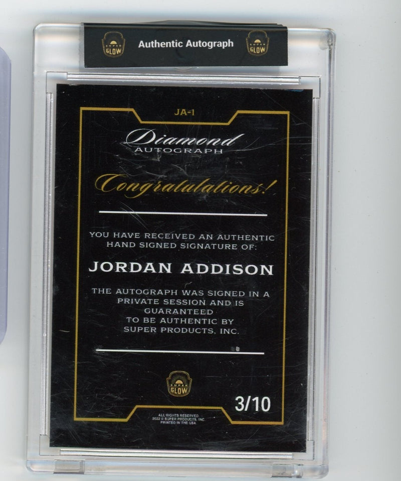 Jordan Addison 2022 Super Glow 1st Ever autograph 