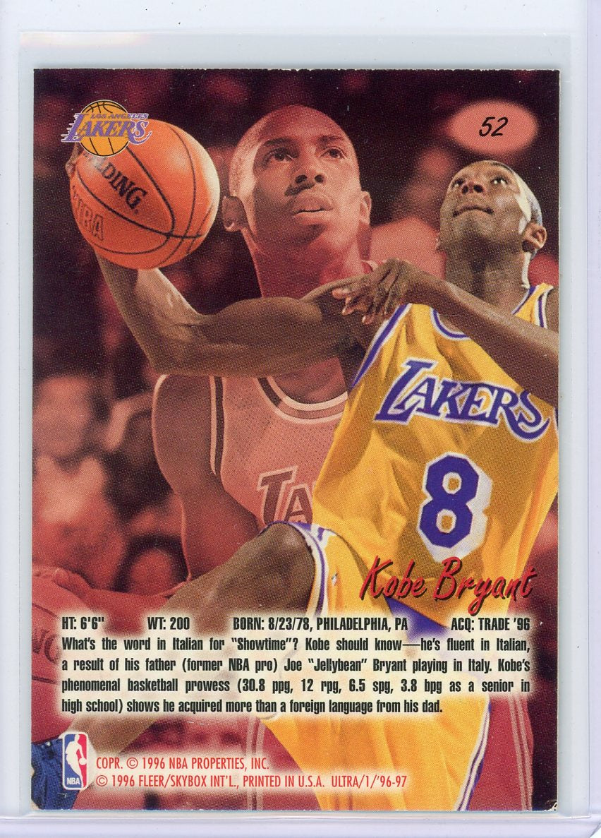 Kobe Bryant 1996-97 Fleer Ultra Rookie #52 – Piece Of The Game