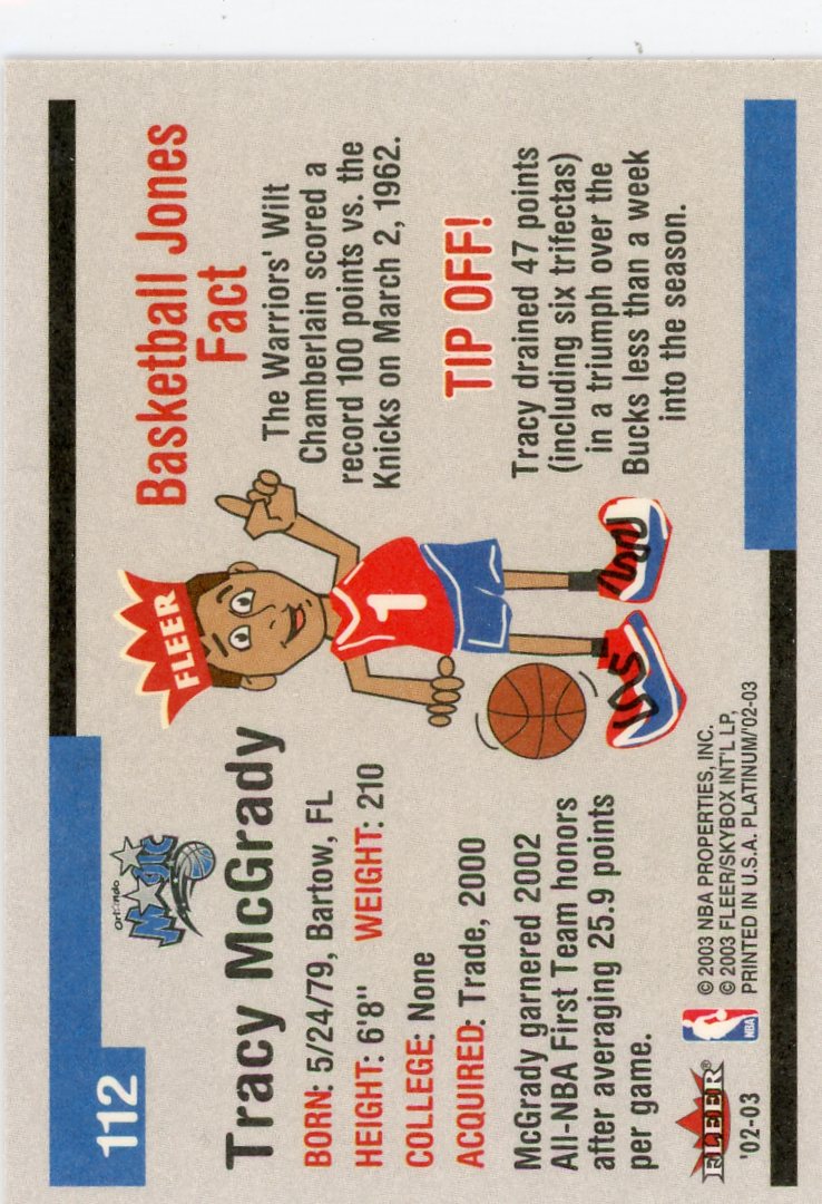 Tracy McGrady 2002-03 Fleer Platinum #112