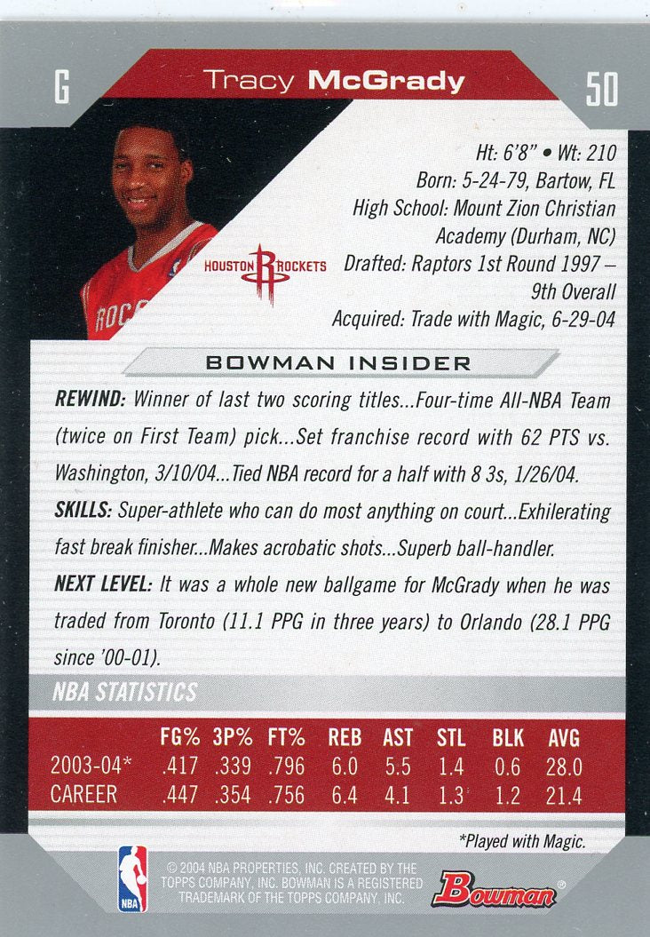 Tracy McGrady 2004 Topps Bowman #50
