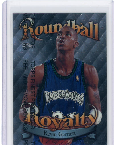 Kevin Garnett 1998 Topps Finest Roundball Royalty (with coating) rookie card