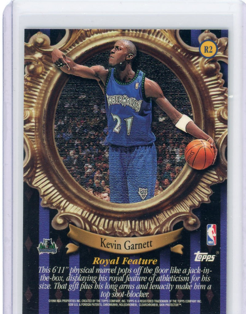 Kevin Garnett 1998 Topps Finest Roundball Royalty (with coating) rookie card