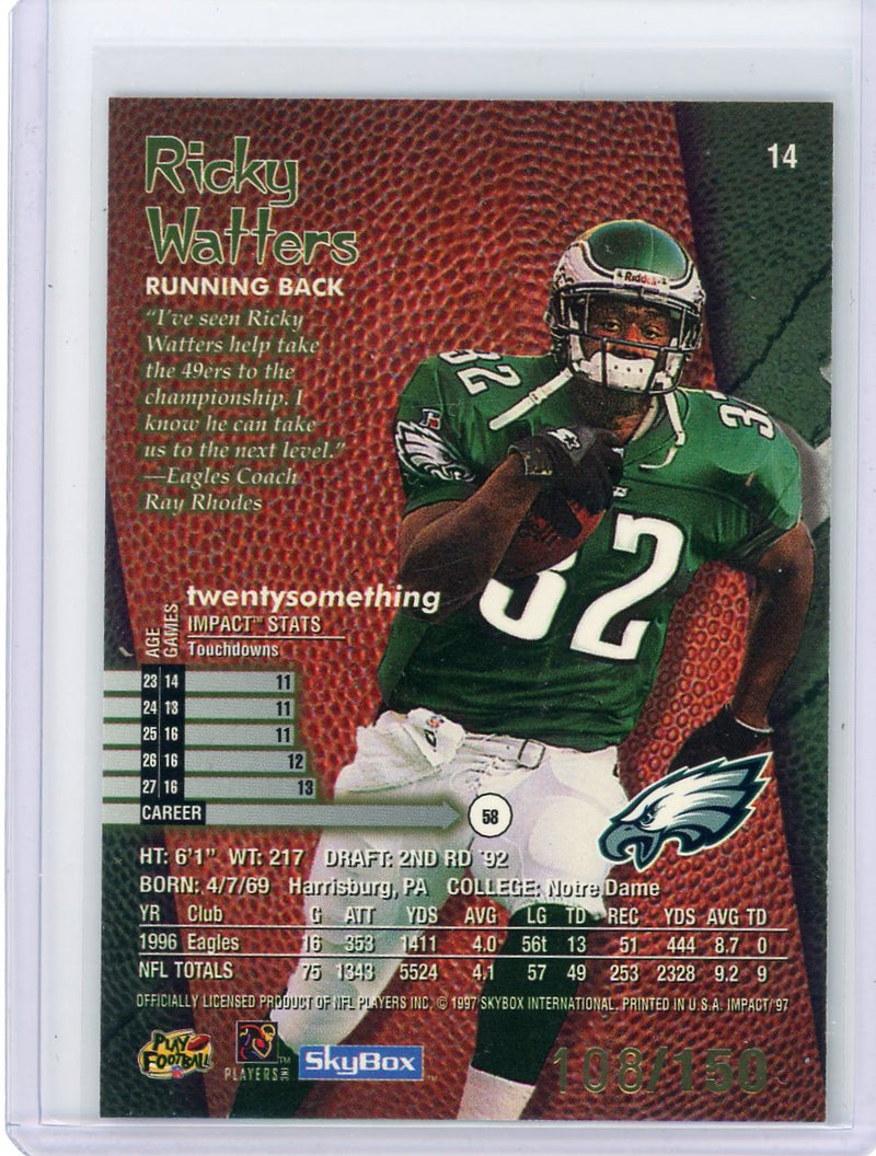 Ricky Watters 1997 Skybox Impact Rave 