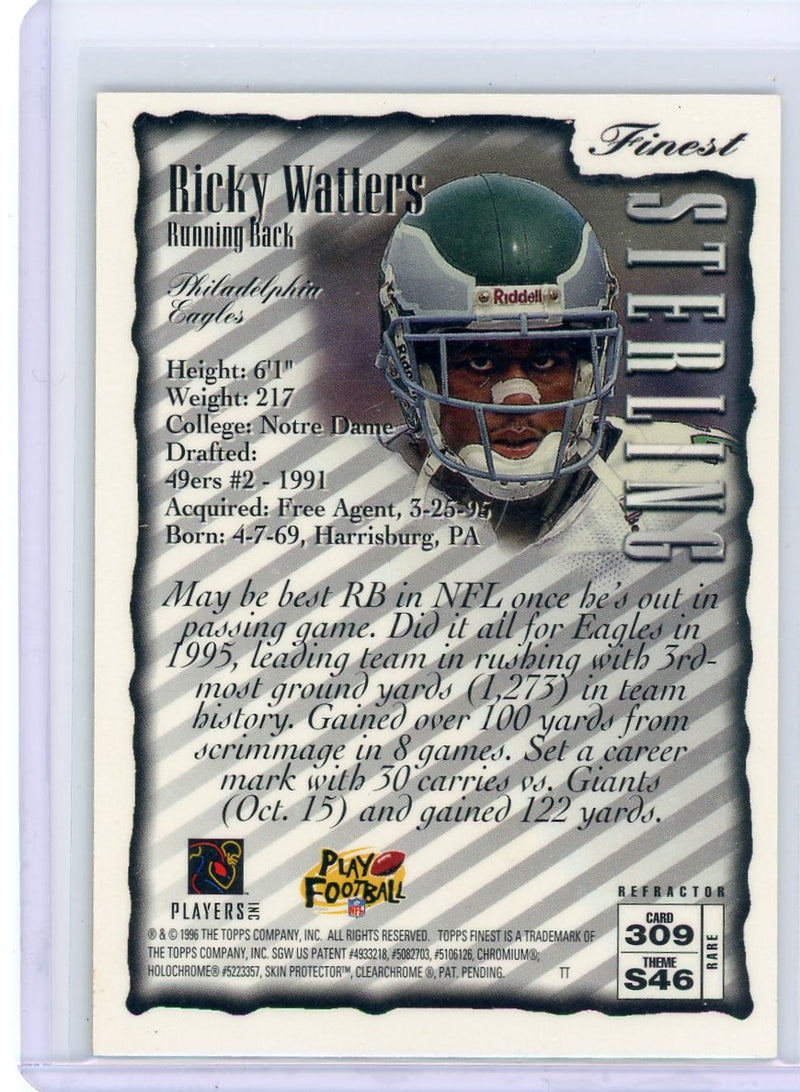 Ricky Watters 1996 Finest Gold Refractor w/Coating