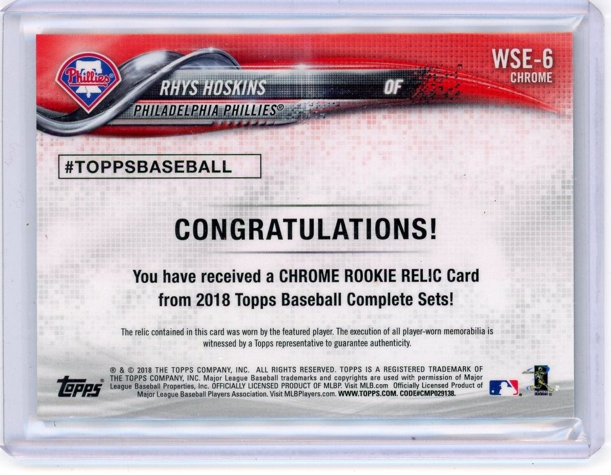 Rhys Hoskins 2018 Topps Chrome Complete Set rookie relic refractor (pinstripe)