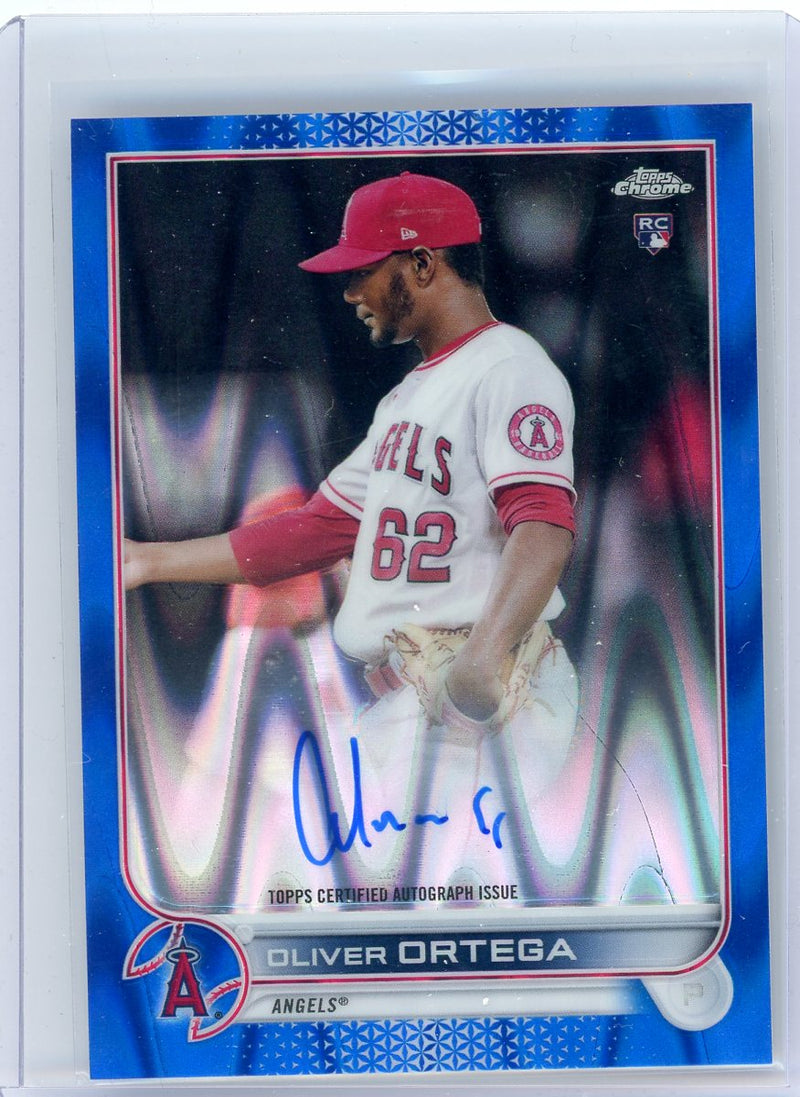 Oliver Ortega 2022 Topps Chrome Blue Lava Refractor autograph rookie card 