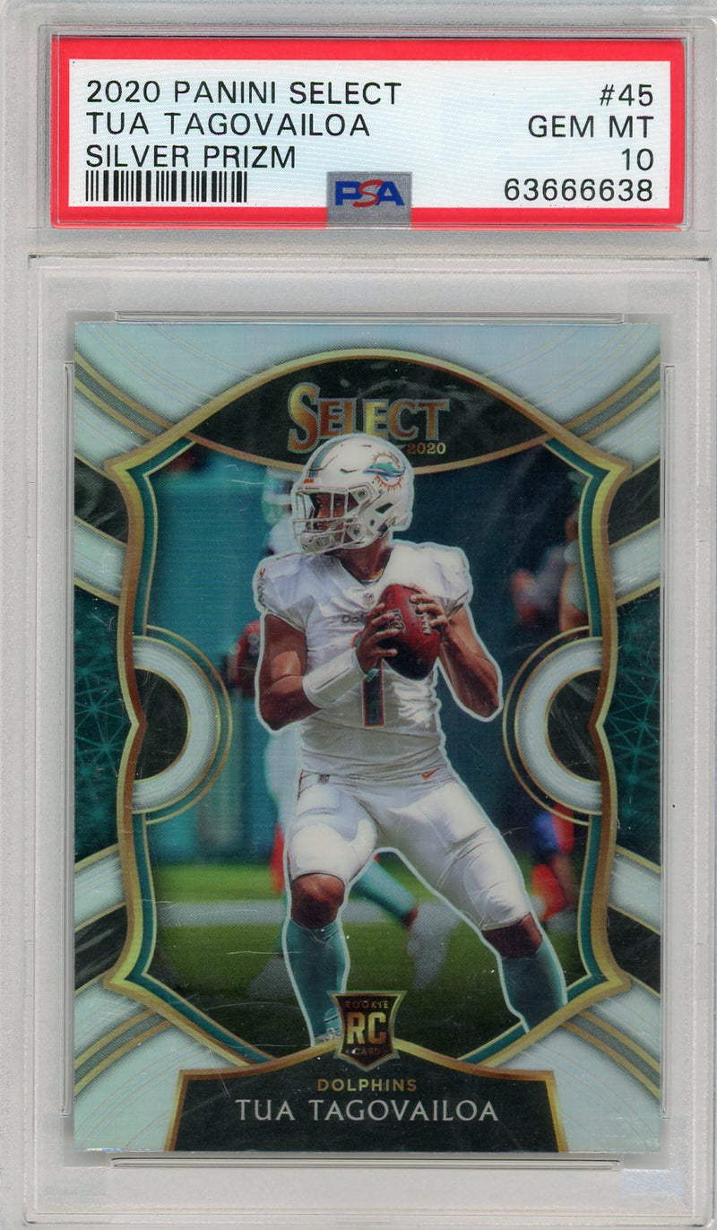 Tua Tagovailoa 2020 Panini Select Concourse Silver Prizm rookie card PSA 10