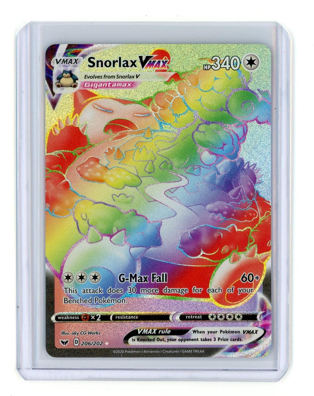 Snorlax VMAX 2020 Pokémon Lucky Rainbow Holo #206/202