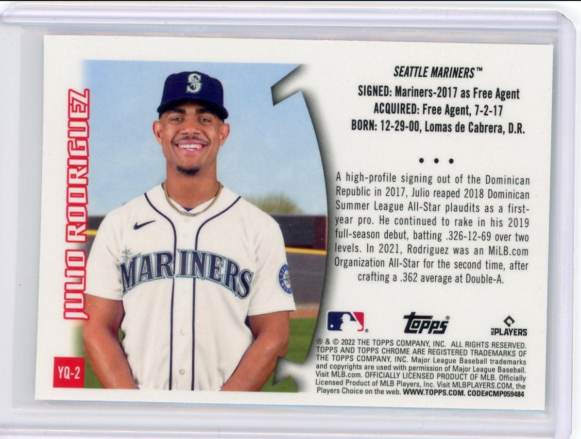 Julio Rodriguez 2022 Topps Chrome Sonic Youthquake rookie card