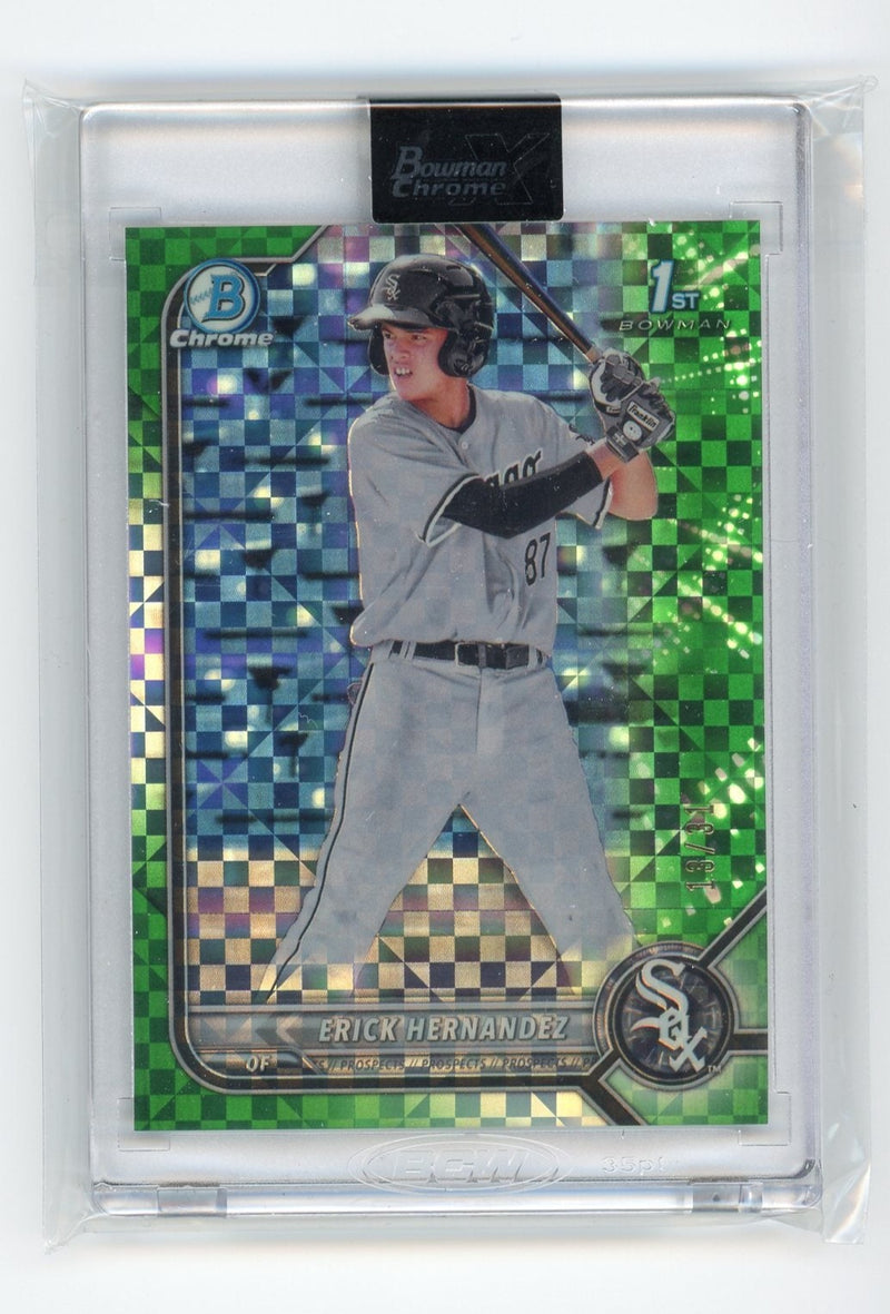 Erick Hernandez 2022 1st Bowman Chrome X Green X-Fractor 