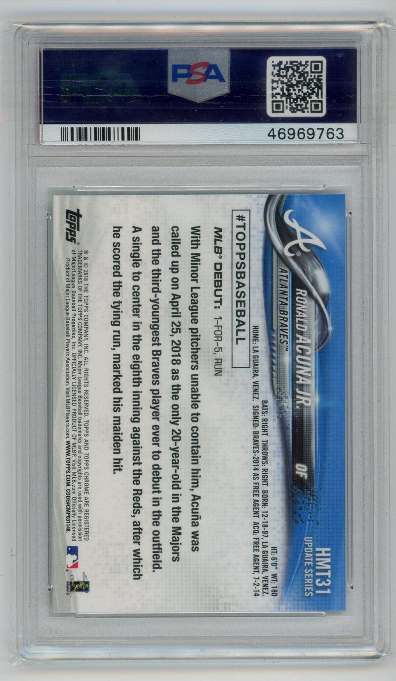 2018 Topps Chrome Update Rookie Debut Ronald Acuna Jr. PSA 10