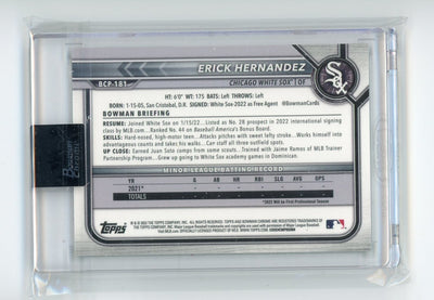 Erick Hernandez 2022 1st Bowman Chrome X Green X-Fractor #'d 13/31