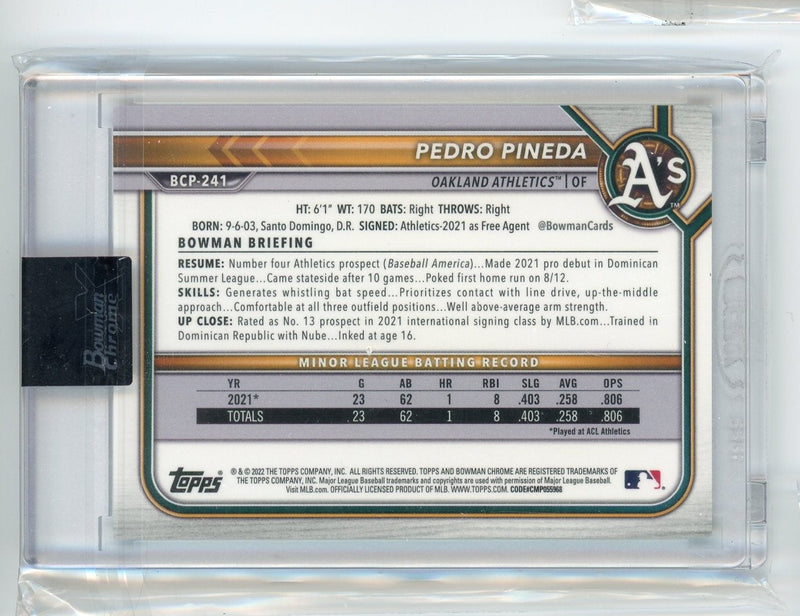 Pedro Pineda 2022 Bowman Chrome X Green X-Fractor 