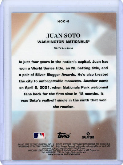 Juan Soto 2022 Topps Chrome Heart of the City #HOC-6