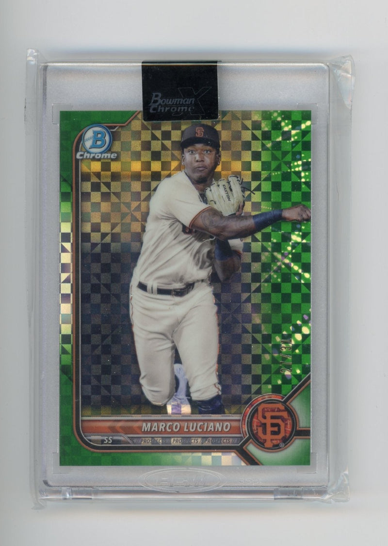 Marco Luciano 2022 Bowman Chrome X Green X-Fractor 