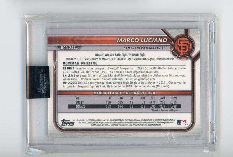 Marco Luciano 2022 Bowman Chrome X Green X-Fractor 